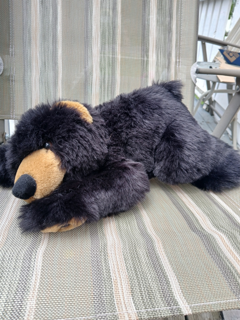 Plush Black and Brown Bear Stuffed Animal - Soft Cuddly Toy